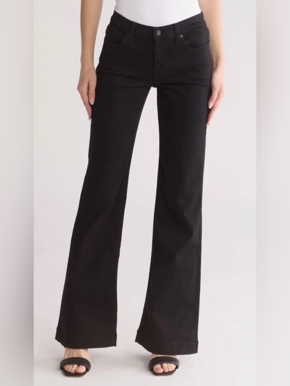7 for All Mankind Dojo Mid Rise Flared Jeans In Night Black Women’s Sz 27 NWT